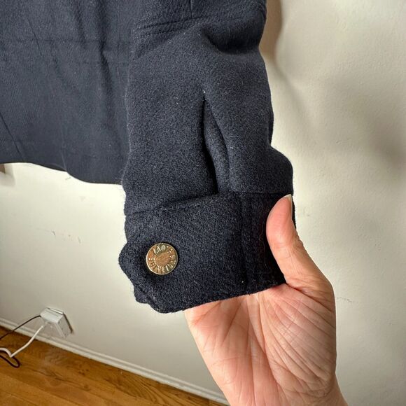 Zadig & Voltaire Wool Jacket Navy Gold Stand Collar Flap Pocket Zip Up Bomber SM - Picture 7 of 16